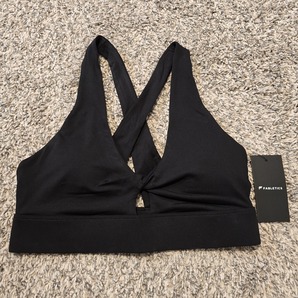 Fabletics Black Twist-Front Crisscross Sports Bra